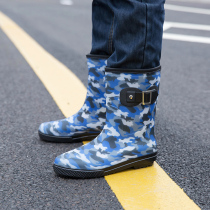Camouflage rain boots mens mid-tube short tube waterproof rubber shoes non-slip rain boots Water boots Fashion galoshes Work car wash warm