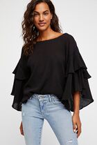 Free People Sweet Baby Shirt Loose Version Rough-trimmed Bottom Flare
