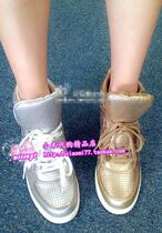 Spot beauty special ASH high heel slope heel increase Sports Leisure womens shoes head layer cowhide Silver