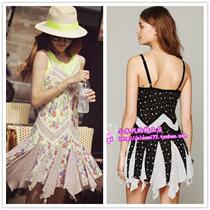 Free People Strap Dresses Lace Print Mermaid Stereo Fish Tail Dresses