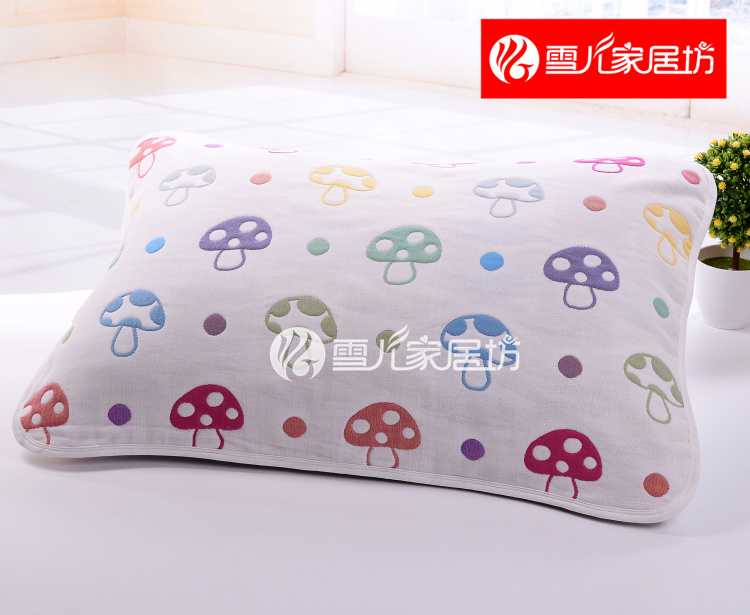 Sáu lớp bông gạc bông khăn khăn tay nấm trẻ em gối bé bé với một chiếc khăn lớn chính hãng - Khăn gối khăn choàng gối