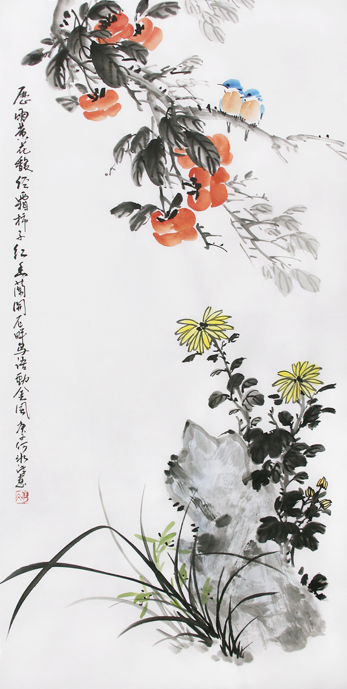 原创手绘国画梅花挂画中式水墨书画作品字画真迹宣纸画芯40x34CM