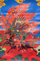Yongzhong Original Teaching Thangka Black Mule Spagam Guardian Method Bronzing printing Brocade mounting original teaching Thangka ZZD25