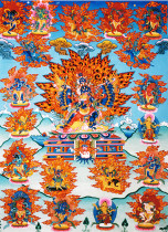 Yongzhong Benben teaches Don Kaag Kuben Zun Wachin Gwide HD printed fabric brocade and framed teaching