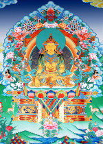 Yong Zhongben Tao Tang Basiin Rao Miwo HD Printing Brocade Mounting Thangka