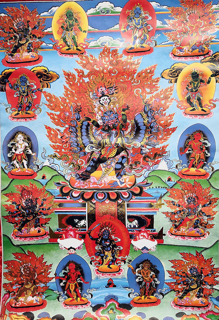 Yongzhongben teaches thangkava Cassian bawasse bronzing printing brocade mounting this teaching thangka ZZD