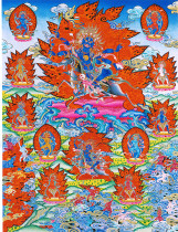 Yongzhongben teaches thangka black mule spabia Guardian high-definition printing brocade mounting book teaching thangka