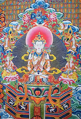 Yongzhongben teaches thangka White foxin lavoga high-definition printing brocade mounting book teaching thangka