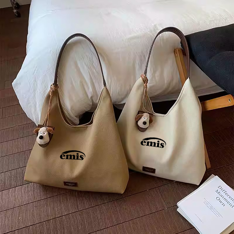 Korean Trendy Brand Emis Large-Capacity Bag Women's Niche Canvas Tote Bag High-End Versatile Shoulder Tote Bag Korean Trendy Brand Emis Large-Capacity Bag Women's Niche Canvas Tote Bag High-End Versatile Shoulder Tote Bag