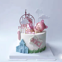 Boys and girls cake decoration ornaments Aisha and Keller sleeping ornaments Castle acrylic placard dessert table