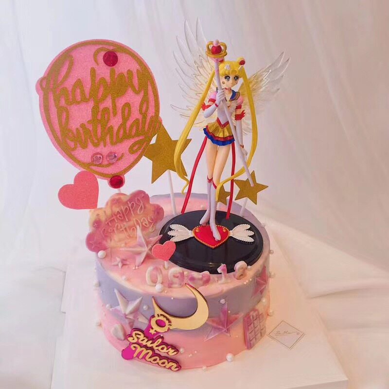 Baking decoration beauty girl warrior water ice moon realistic version simulation doll cake ornament girl holiday birthday