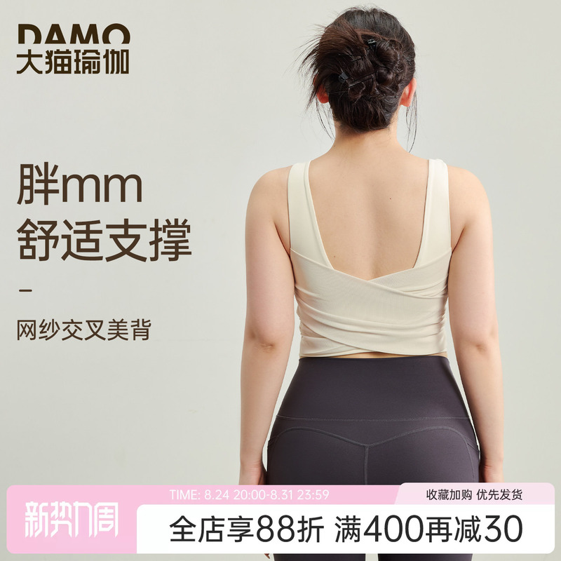 Plus Size Yoga Vest for Women, Mesh Back Sports Bra, Pilates Training Shockproof Bra, Fitness Wear for Plus Size Women