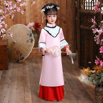 Girls Manchu clothing Spring and Autumn New Gege ancient Qing Dynasty court Princess flag clothing dance clothing childrens costume