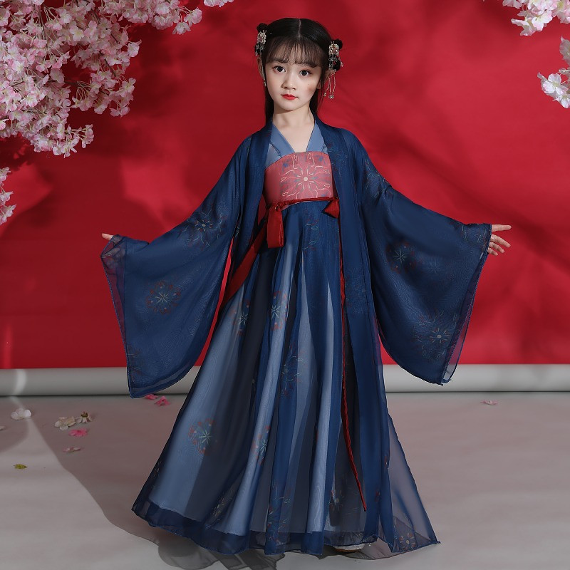 Girl's ancient dress Han clothes Superfairy Children China Wind Breeze Skirts Baby Gufeng Dang Dress Foreign Dress Spring Autumn Long Sleeves