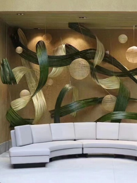 Wedding Bamboo Rafts, Bamboo Weaving, Bamboo Strips, Bamboo Art, Floral Art, Ceiling Decoration, Creative Decoration