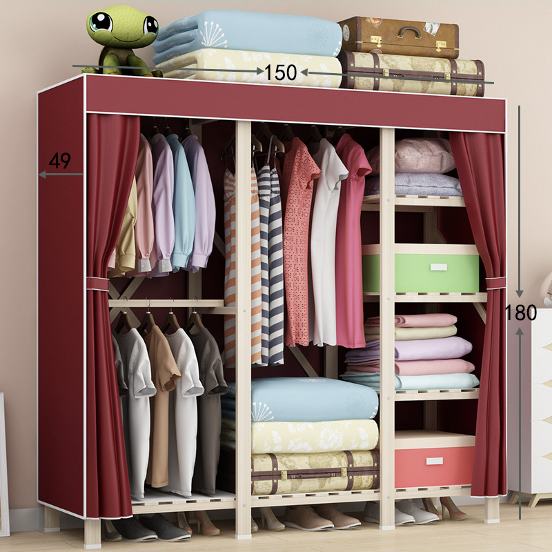 Cloth Wardrobe Simple Wardrobe Cloth Art Solid Wood Assembly