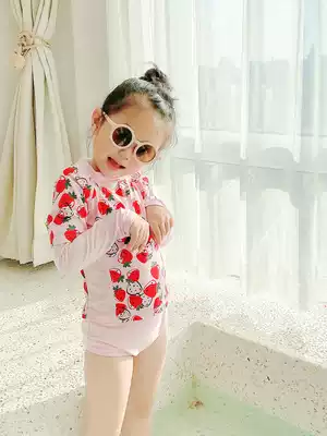 Children's swimsuit girl two-piece long sleeve sunscreen ins Wind girl little Princess Korean girl baby Summer Swimsuit