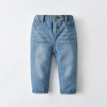 Spring and autumn children pants boys pure cotton baby jeans 2021 wild children handsome trousers stretch pants