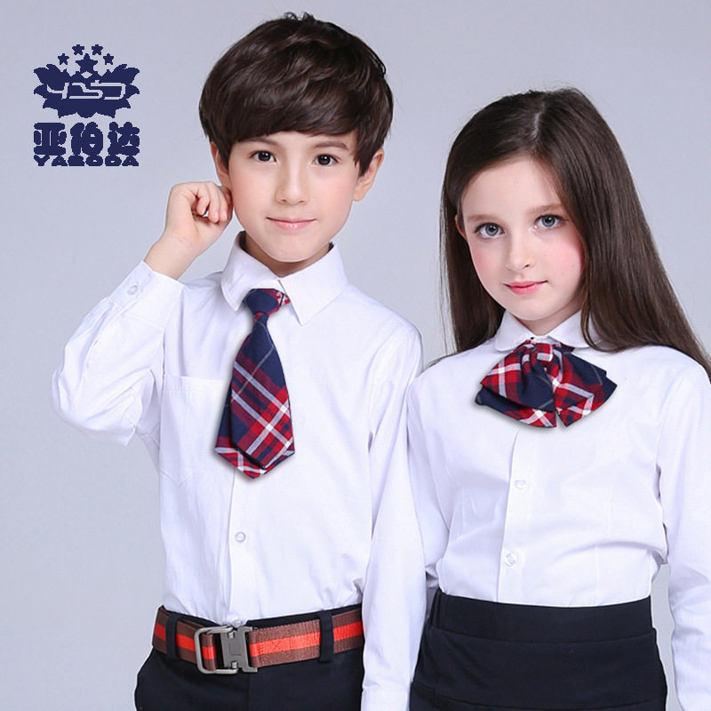 Girl white shirt autumn pure white kindergarten school uniform children's shirt boys 2019 new autumn class