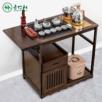 Coffee table simple household tea table mobile solid wood tea table Wujinshi tea car modern office tea rack set