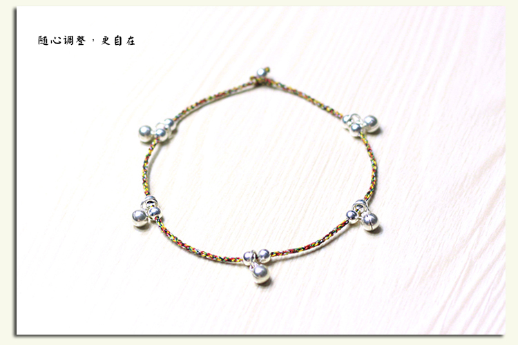 Tinh khiết handmade năm màu dây thừng sterling bạc vòng chân may mắn dây đỏ vòng đeo tay retro ác trang sức lắc chân nữ titan