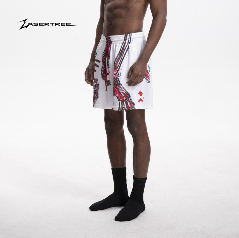 Lasertree Laser Tag White and Red Basketball Sports Quick-Drying Shorts American-Style Basketball Running Training