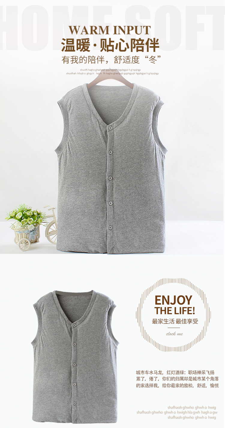 Handmade 100% cotton cotton trung và nam và nữ nút dây kéo có thể tháo rời vest vest nhiệt đồ lót áo ba lô nam