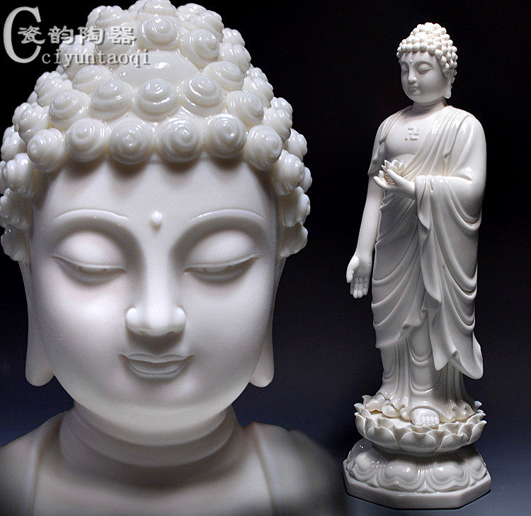Ceramic Lilian Shakyamuni Medicine Buddha Amitabha Buddha Three Treasures Buddha Statue Ornament Dehua White Porcelain Western Three Saints