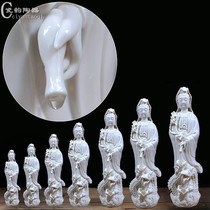 Three Dragons Dripping Water Guanyin Bodhisattva Buddha Statue Dehua White Porcelain Dripping Water Crafts Ceramic Ornaments White Porcelain Guanyin Statue
