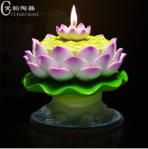 Ceramic Lotus Oil Lamp Buddha Lamp Long Light Buddha Lamp Ghee Lamp Buddhist Supplies Dehua White Porcelain