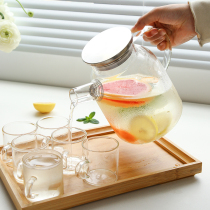 Japan Cold Kettle Glass High Temperature Resistant Home Summer Fridge Large Capacity Flower Teapot water cool kettle cup suit