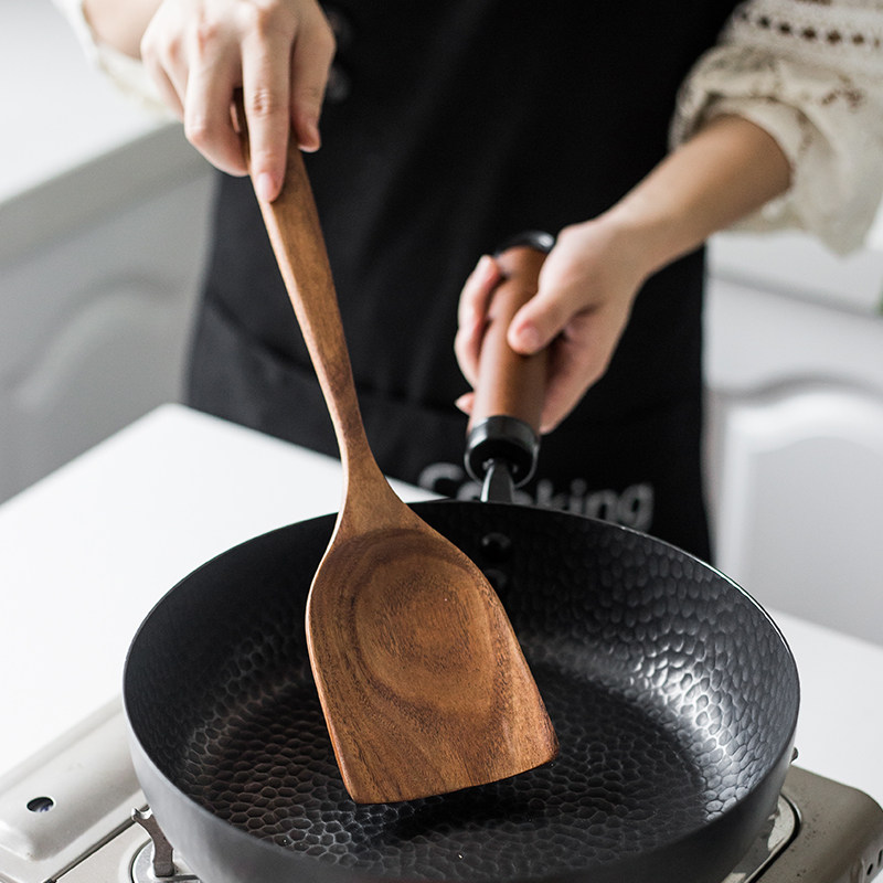 Japanese wooden spatula non-stick pan special high temperature resistant long handle anti-hot wood spatula stir-fry shovel Wood wood shovel household