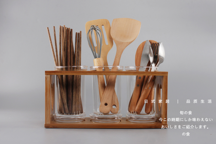 Cao đũa thủy tinh borosilicate ống hộ gia đình chống nấm mốc lồng cống cống đũa bộ đồ ăn nhà bếp hộp ba ống đôi ống bát ăn cơm đẹp