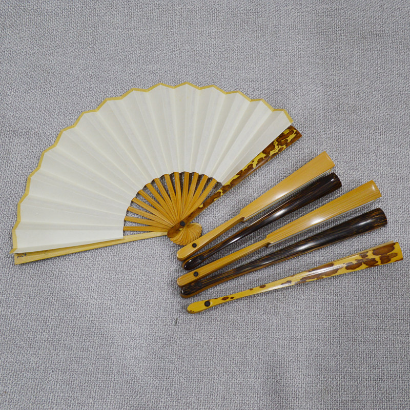 Ancient style mini folding fan Xiang Fei bamboo jade bamboo brown bamboo folding fan diy blank double-sided fan Beijing fan handmade text play
