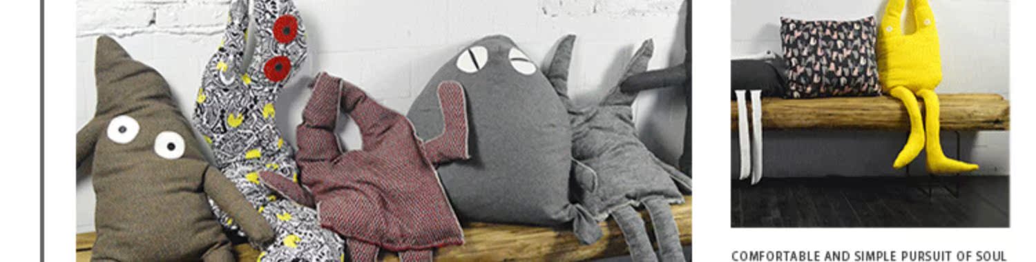 Nhà thiết kế điếc cá tính thủ công vải thủ công gối búp bê phòng khách vui nhộn sofa đệm ngoài hành tinh - Trở lại đệm / Bolsters mền 2 trong 1