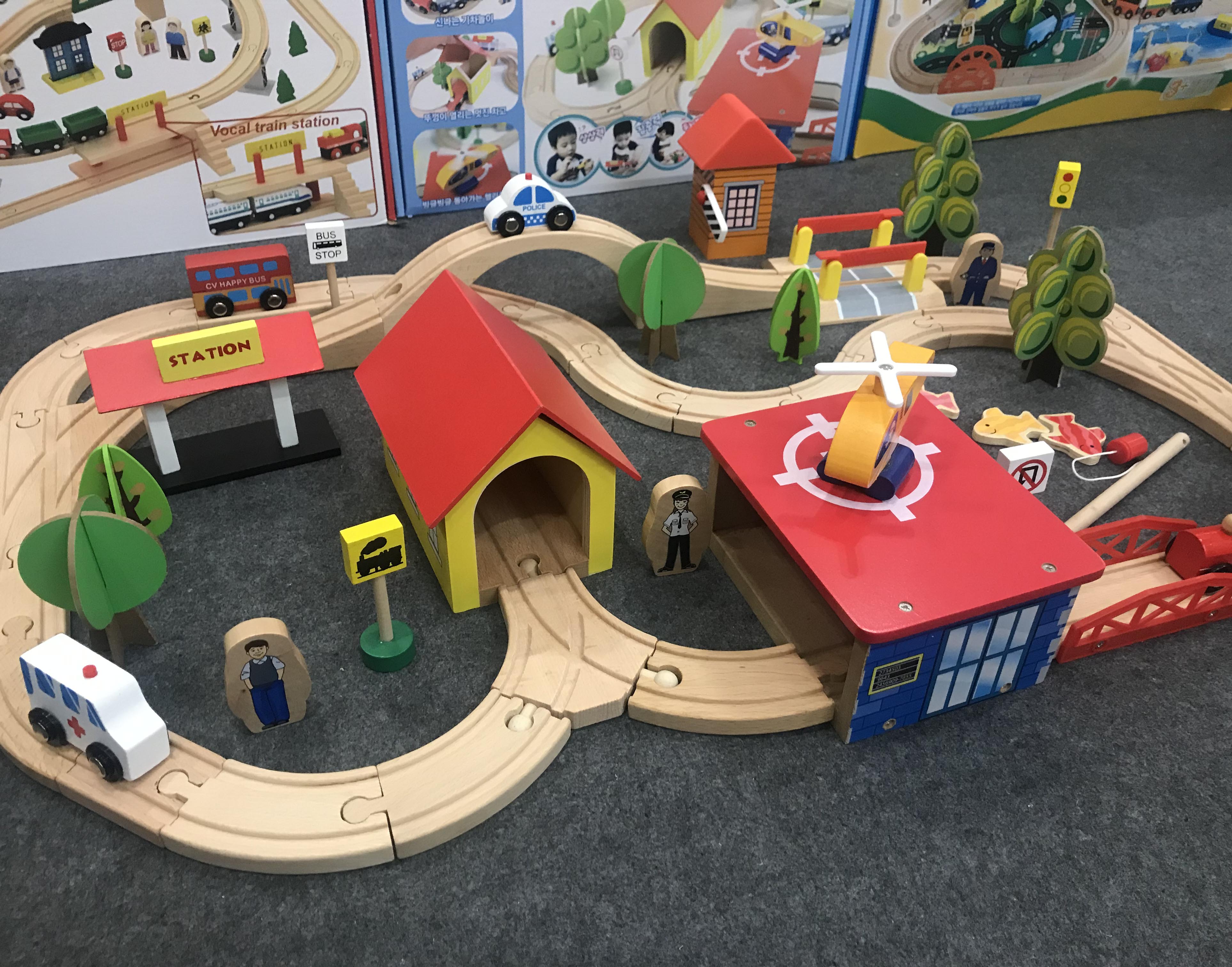 small wooden train set