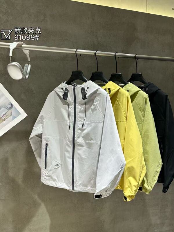 91099 Spring/Summer New Men's Spring New Hooded Softshell Jacket, XXL Chest Circumference 120, Length 70