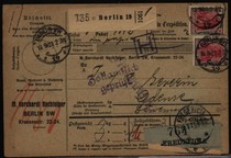 F7618德国快递挂号实寄片，贴1920戴皇冠的日耳曼尼亚6枚，盖鹰戳
