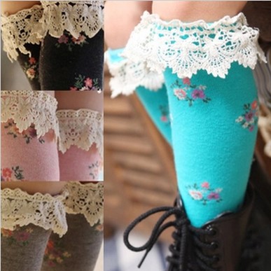 (6) Explosion of Korean popkid socks lace high stockings and debris princess