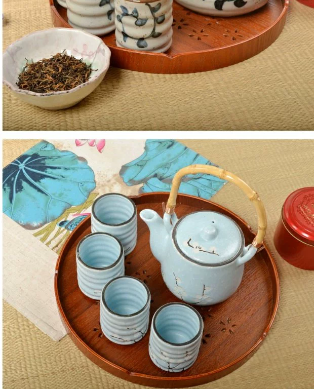 Sản phẩm mới bán chạy nhất và phong cách Nhật Bản khay retro Nhật Bản khay trà gỗ Nhật Bản tấm tre đặt bộ ấm trà khay trà - Tấm