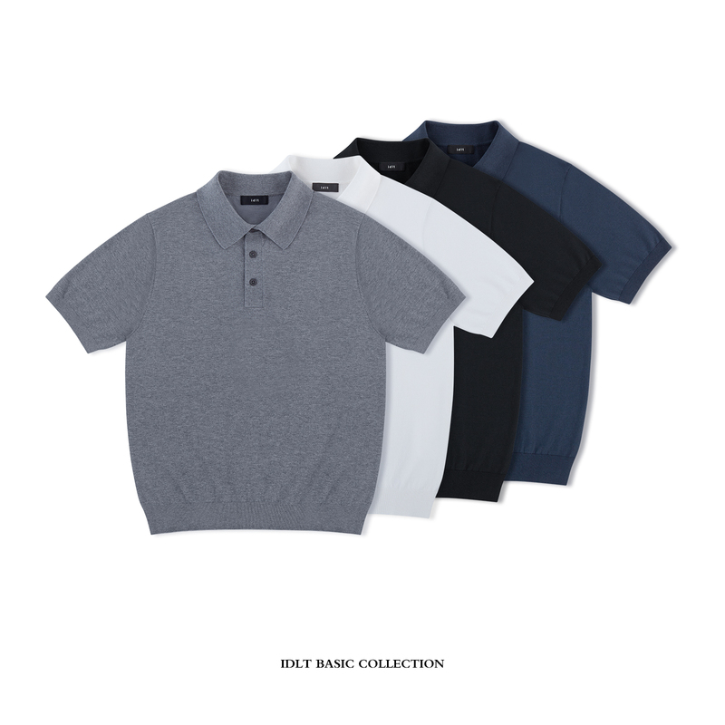 Idlt Polo Shirt Made of Mulberry Silk Blend, Knitted with a Regular Shoulder and Turn-Down Collar, Simple and Basic for Commuting, European and American Casual, Old Money Style Idlt Polo Shirt Made of Mulberry Silk Blend, Knitted with a Regular Shoulder and Turn-Down Collar, Simple and Basic for Commuting, European and American Casual, Old Money Style