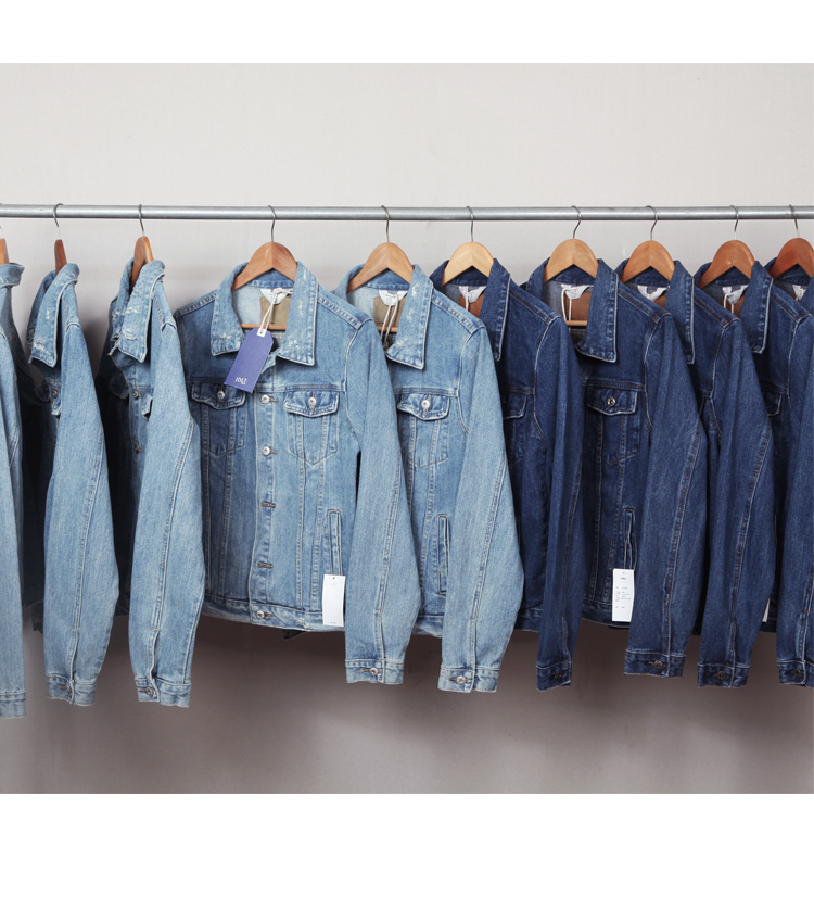 Người đàn ông sáng tạo ban đầu của nặng rửa denim mỏng áo khoác áo dụng cụ kích thước lớn Châu Âu và Hoa Kỳ đơn giản triều jeans