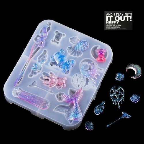 Огненная краска, печать, капельный клей, силиконовая форма, жестокий медведь, гипсовая кукла, кошачий коготь, абразивный жестокий медведь, жидкость, кулон с частицами воска