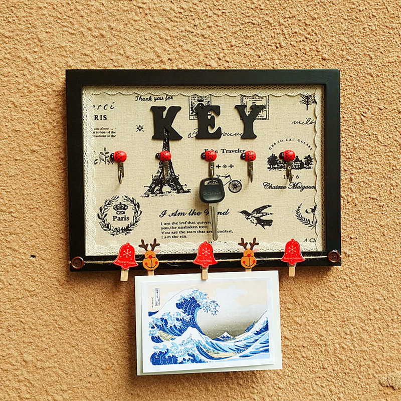 Black KEY HYUN GUAN CLOAKHAT HOLDER KEY HOOK CREATIVE WOOD HUNG HANGER WALL HANGING ROOM Decorative Wall-mounted