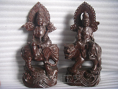 Manju Puxian Bodhisattva Buddha Craft Gift Decoration Ebony Wood Carving Ornament Town House Temple Home Worship Living Room Gift - Taobao
