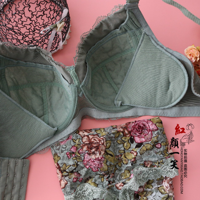 Áo ngực nữ size lớn chị béo 200 cân in áo ngực tập hợp điều chỉnh phần ngực lớn khoe ngực nhỏ F áo tắm
