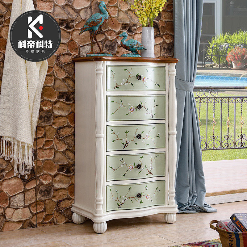 Five Fighting Cabinet Bedroom Cabinet Containing Side Cabinet Living-room Colorful Plotter American Drawers Cupboard cupboard Decorative Cabinet Solid Wood Lockers 