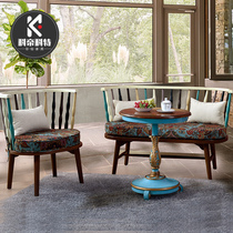 American Solid Wood Casual Table And Chairs Combined Balcony Decompression Guests Sofa Chair Small Round Table Negotiation Brief About Small Family Type