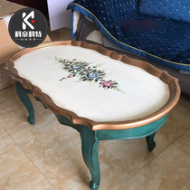  Small apartment coffee table American mini oval simple creative balcony small tea table tea table Solid wood casual coffee table table