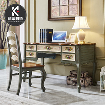 American desk Study Solid wood household desk Quality Bedroom writing desk European style work simple American computer desk Green